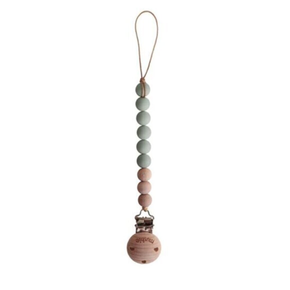 Mushie CLEO Pacifier Clip in Sage Green NWT